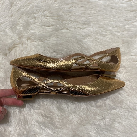 New Aquazurra Forever snake embossed pointed toe‎ flat size 38EU - Picture 10 of 12